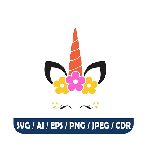 Unicorn With Flowers And Eyelashes Svg Unicorn Face Svg Svg Files For