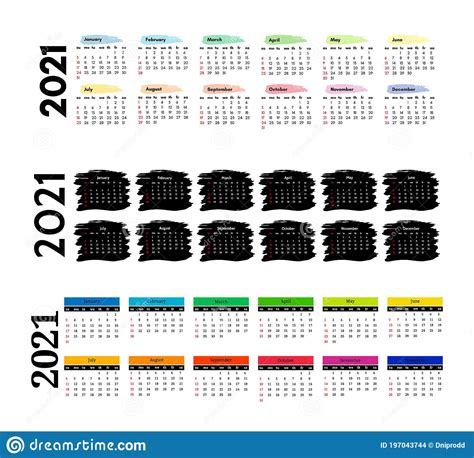 Calendario Para 2021 Aislado En Un Fondo Blanco Ilustración Del Vector Ilustración De Horario