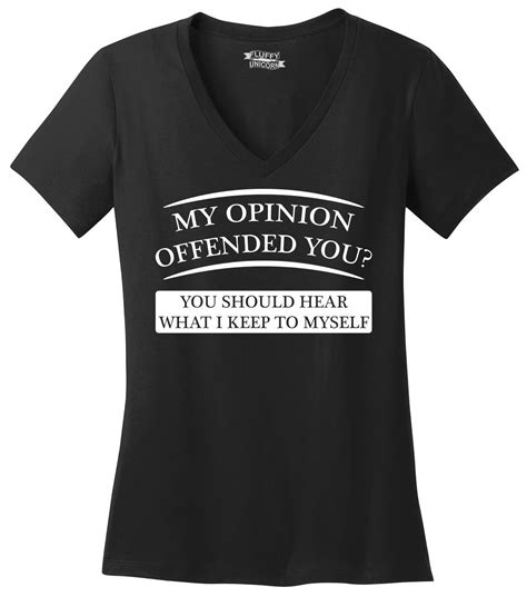My Opinion Offended You Funny Ladies V Neck T Shirt College Party T Tee Z5 Ebay