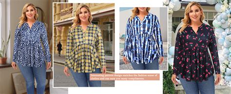 Allegrace Womens Plus Size Tops Fall Long Sleeve Boho Dressy V Neck