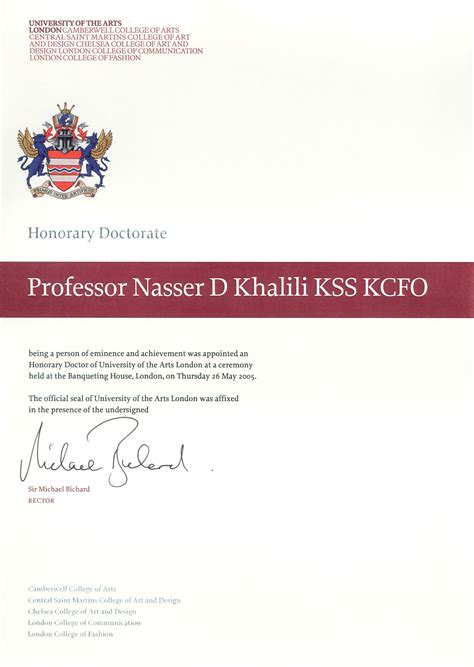 Nasser David Khalili Honorary Doctor Of The University Of The Arts