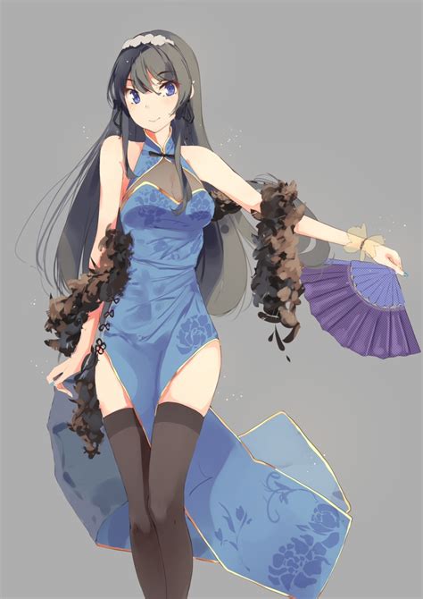 yumemi kiowa sakurajima mai seishun buta yarou highres 1girl armpit crease black hair