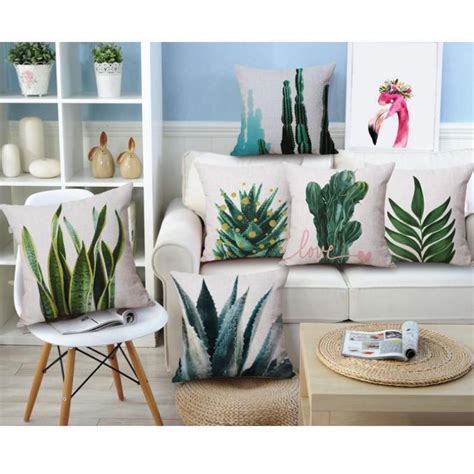 Stylish nordic home interior with creative wooden desk, grey bookstand with accessories, design and modern furniture. Home Decoration Nordic Style Cushion Cactus Decor ...