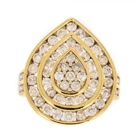 Gold Pear Shape Diamond Cluster Ring Rings From Cavendish Jewellers