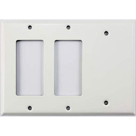 Smooth White 3 Gang Combo Wall Plate 2 Gfcirocker Openings 1 Blank