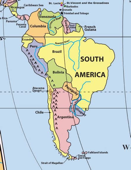 Labeled South America Map