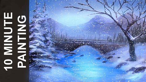 Painting A Winter Wonderland Landscape With Acrylics In Minutes Winter Landscape Painting