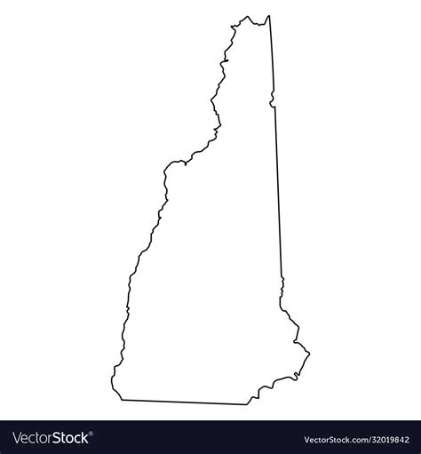 New Hampshire Nh State Border Usa Map Outline Vector Image