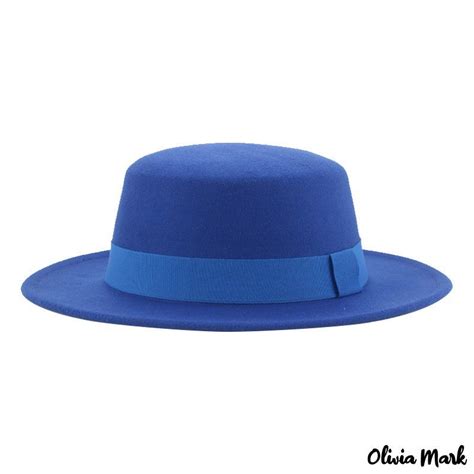 Olivia Mark Winter Retro British Flat Top Hat Flat Brim Hat Wool