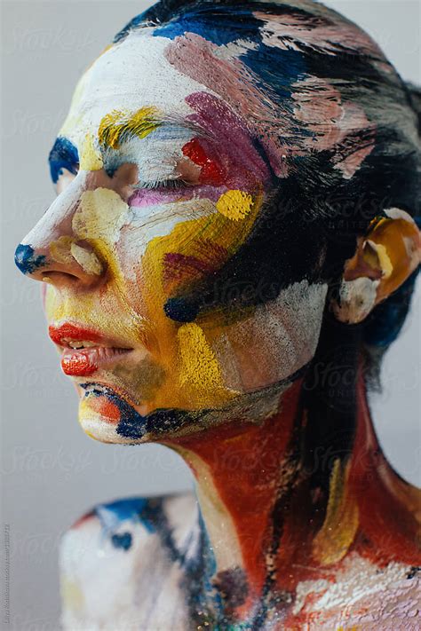 Closeup Profile Portrait Of Female With Faceart By Liliya Rodnikova
