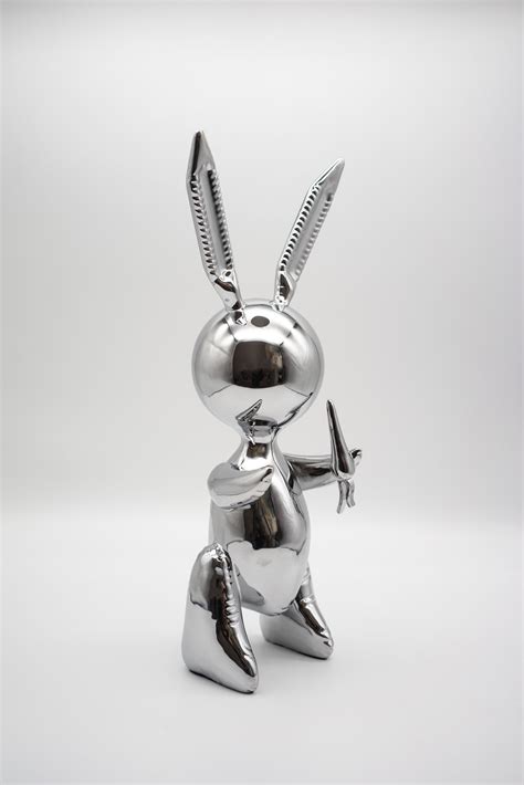 Editions Studio After Jeff Koons Silver Rabbit Sculpture