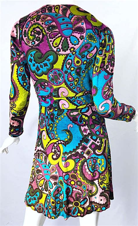 1970s psychedelic paisley print colorful velour vintage 70s wrap dress in 2021 wrap dress