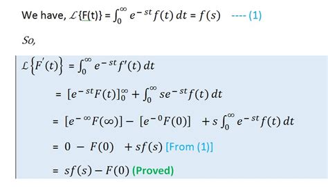Laplace Transform Derivatives Theorem Proofs First Second Third