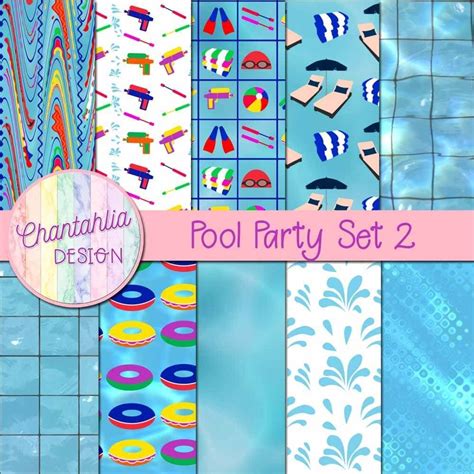Free Pool Party Digital Papers Match Them With The Other Free Pool