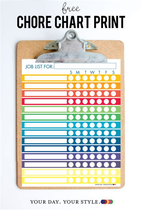 Free Printable Chore Chart For Kids And Chores By Age Chart