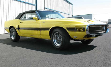 Bright Yellow 1969 Ford Mustang Shelby Gt 500 Convertible