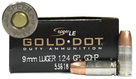 Speer 9mm Luger 124 Gr Hp Gold Dot Law Enforcement Duty 50 Rounds Per