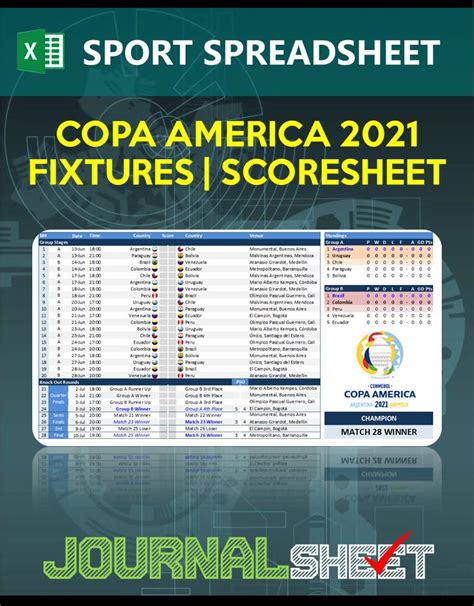 The tournament will be telecast live in five languages including english, bengali, tamil, telugu and malayalam on sony ten and sony six channels starting june 14. JS802-SS-XL COPA AMERICA 2021 FIXTURES | SCORESHEET - journalSHEET