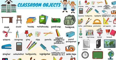 Classroom Objects In English Classroom Vocabulary 7esl