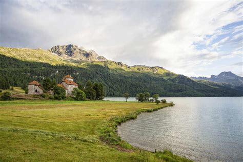 Switzerland Canton Of Grisons Silvaplana Shore Of Silvaplana Lake