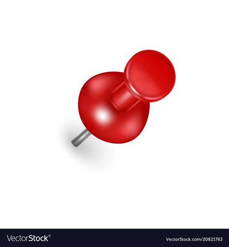 Realistic Detailed 3d Red Push Pin Royalty Free Vector Image