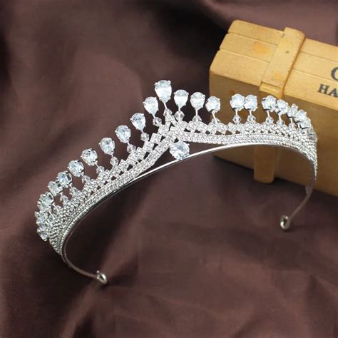 Luxurious Cubic Zirconia Princess Bridal Tiara Crown Bride Headpiece