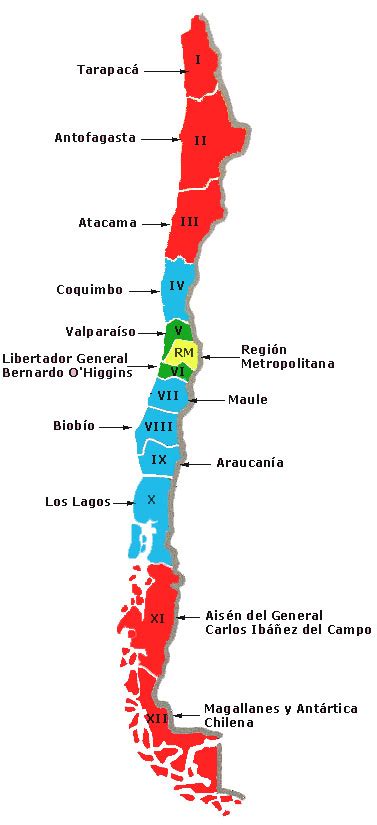 Mapas De Chile Mapa De Las Regiones De Chile