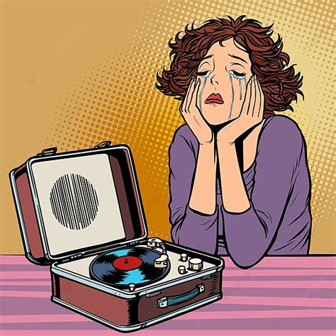 Gambar Wanita Mendengarkan Musik Sedih Masalah Gaya Jarum Png Dan