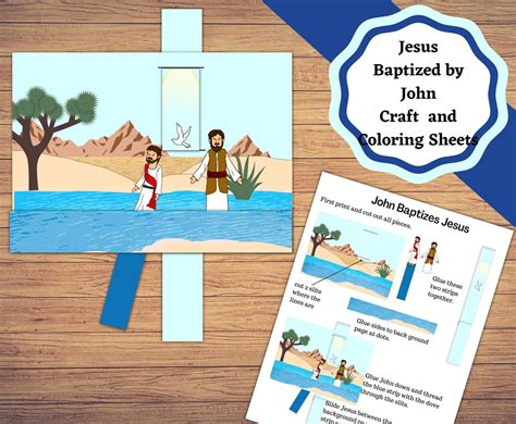 Jesus Baptized By John At The Jordan River Printable Bible Story Craft