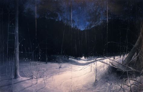 Starry Moonlit Deep Winter Night Painting By Stephen Remick