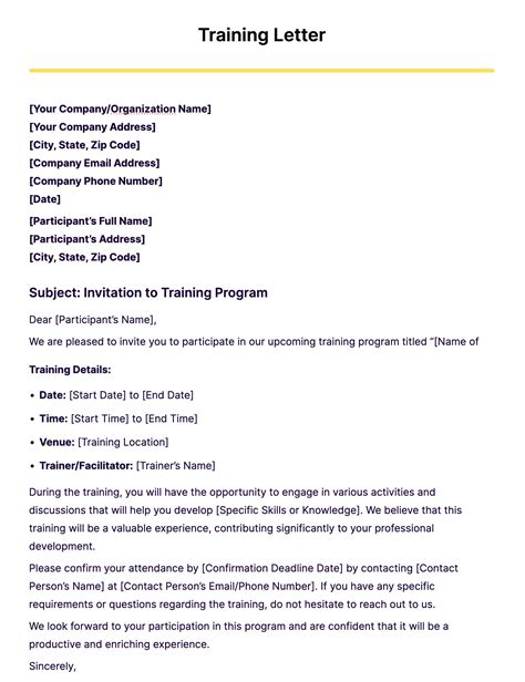 Training Letter 31 Examples Format Pdf