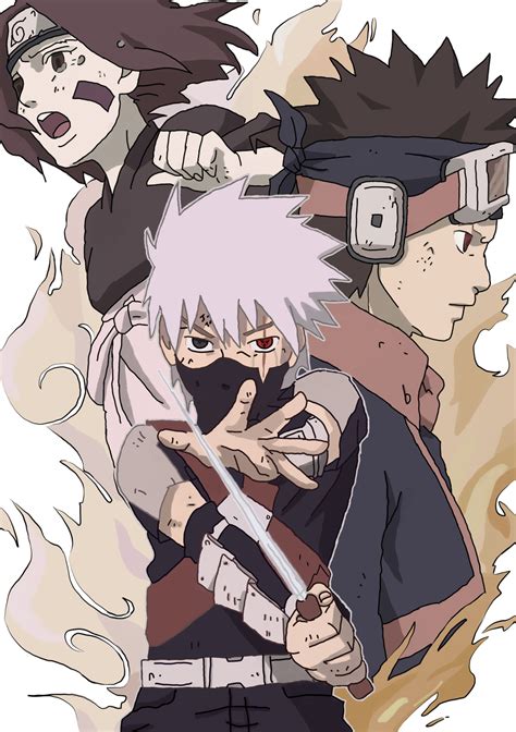 Kakashi Rin And Obito Fanart Bluebirdz Illustrations Art Street