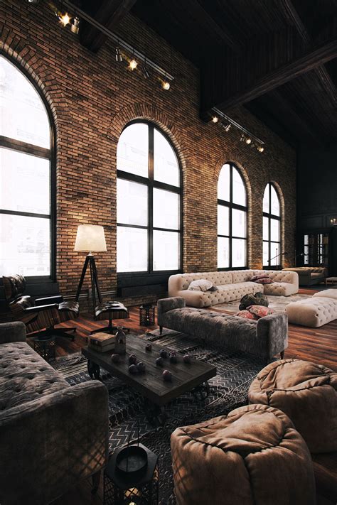 The Loft Industrial Living Room Design Industrial Lighting Design