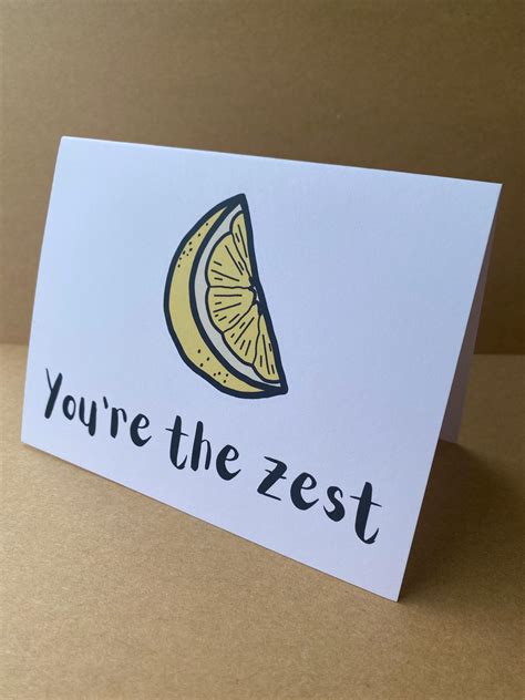 Lemon Youre The Zest Folded Greeting Card Etsy