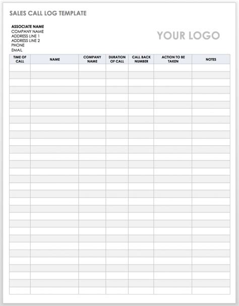 Free Client Call Log Templates Smartsheet
