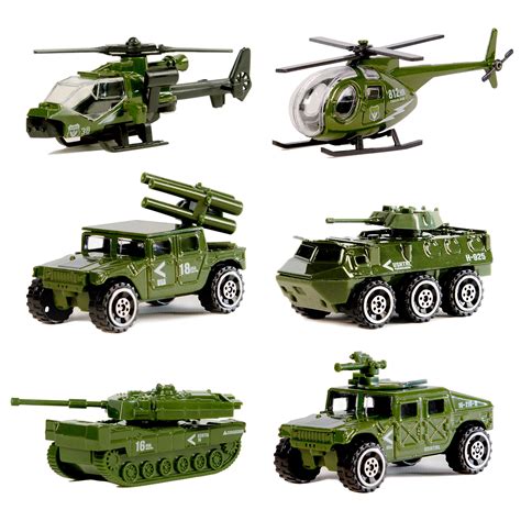 Nunki Toy Die Cast Metal Military Vehicles Playset6 Pack Assorted Army