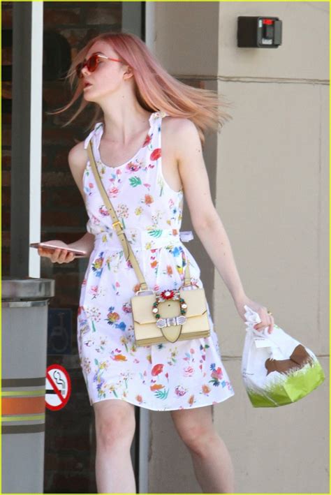 full sized photo of elle fanning debuts new pink hair color 04 elle fanning reveals her dusty