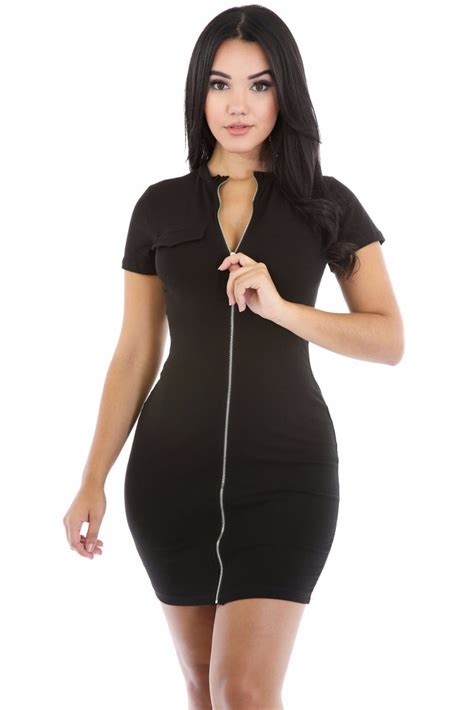 Sexy Vestido Negro Escote Cierre Al Frente Moda Antro 22710 44000 En Mercado Libre