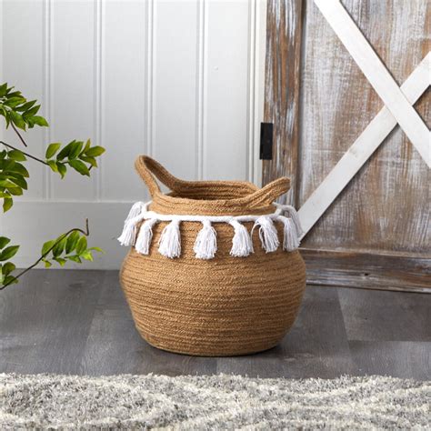 11 Boho Chic Handmade Natural Cotton Woven Planter With Tassels