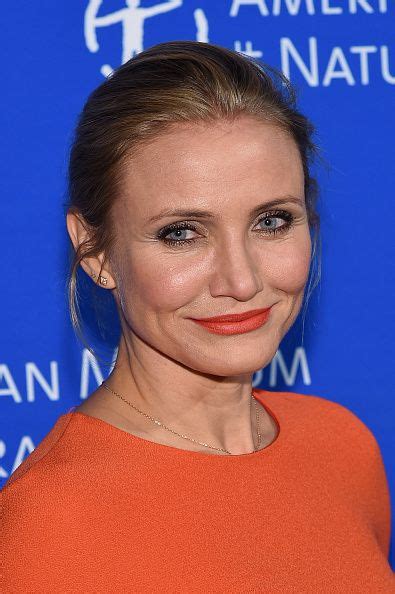 Cameron Diaz With Shimmery Eyeshadow And Matte Orange Lips On November