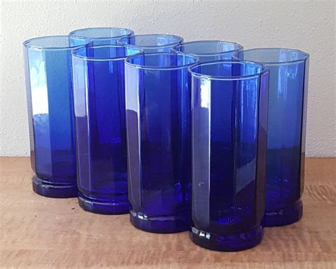 vintage cobalt blue essex glasses anchor hocking essex cobalt blue ice tea glasses set of 8 etsy