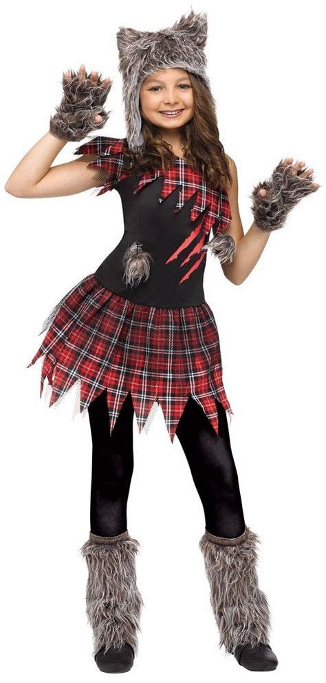 Deluxe Werewolf Costume For Girls Includes Full Dress Hood Mitts And Boot Covers Black
