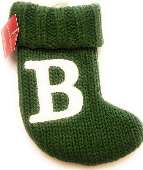 Wondershop Target Christmas Knit Mini Stocking Monogram Letter B Green Measures 7