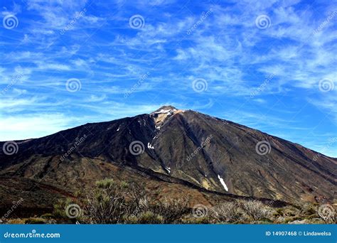 Magnificent Feather Clouds Over Teide Volcano Stock Photo Image Of