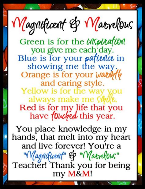 It's so easy to make these up, and we've done the hard part for you and have already made up the printable, so you can just print them off and. teacher appreciation m & m - Google Search | Teacher ...
