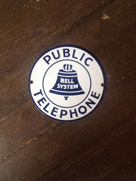 Bell System Round Porcelain Public Telephone Sign