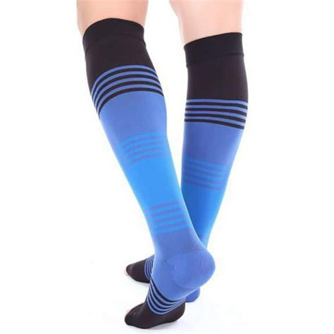 1 Pairs Open Toe Compression Stocking Knee High Length Elastic Stripe Socks For Men And Women