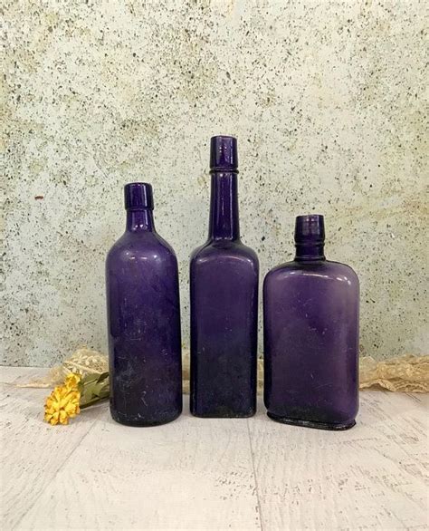 Vintage Purple Bottle Lot Amethyst Antique Bottles Instant Etsy Purple Bottle Antique