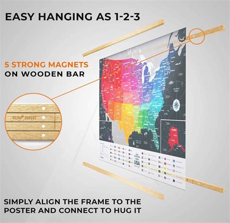 Wood Magnetic Poster Frame Hanger Large Poster Hanger Map Etsy