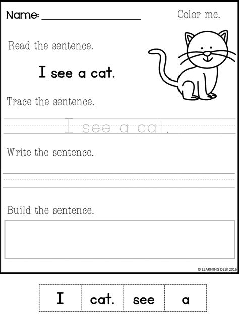 Simple Sentences Worksheets Writing Simple Sentences Kindergarten